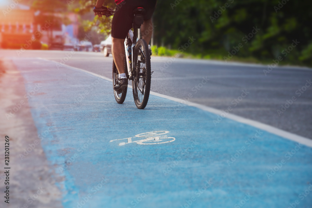 Image of cyclist riding along a designated bike path